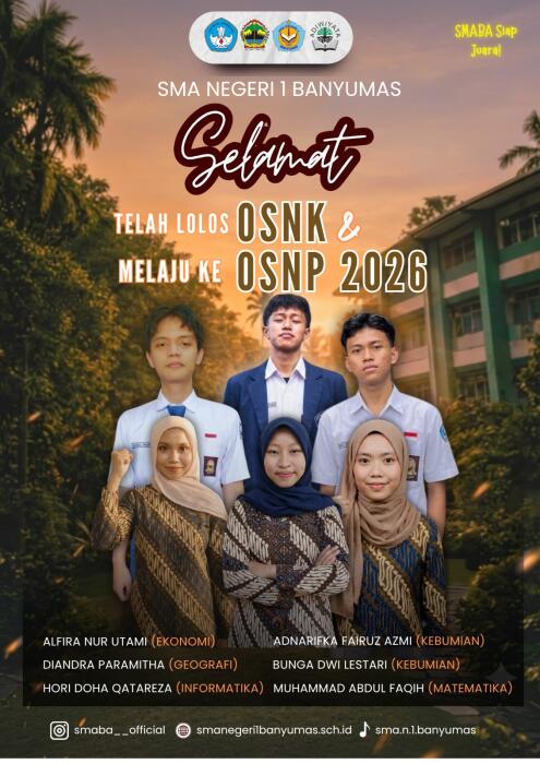 Enam Siswa SMA Negeri 1 Banyumas Lolos ke OSNP 2026, Harumkan Nama Sekolah