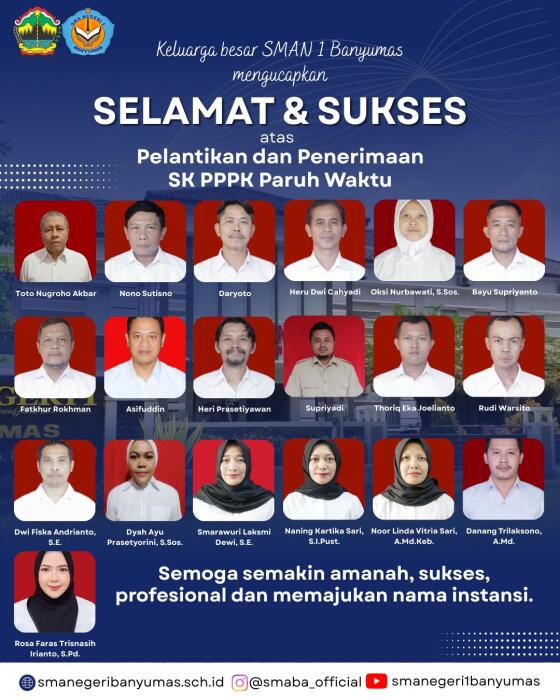 Selamat dan Sukses atas Pelantikan PPPK Paruh Waktu SMAN 1 Banyumas Tahun 2025
